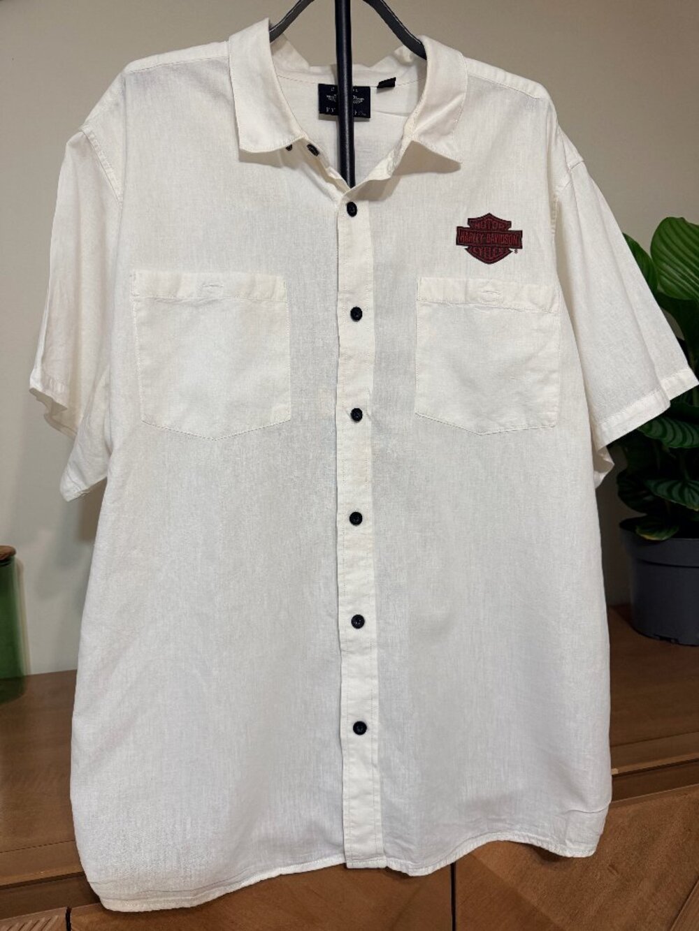 Harley-Davidson MotorClothes Cream Button Down 3XL | Short Sleeve